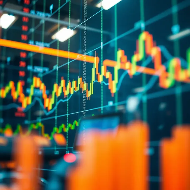 Algorithmic Trading with Data-Driven Decision Making Visual representation of algorithmic trading with digital charts and coded data streams
