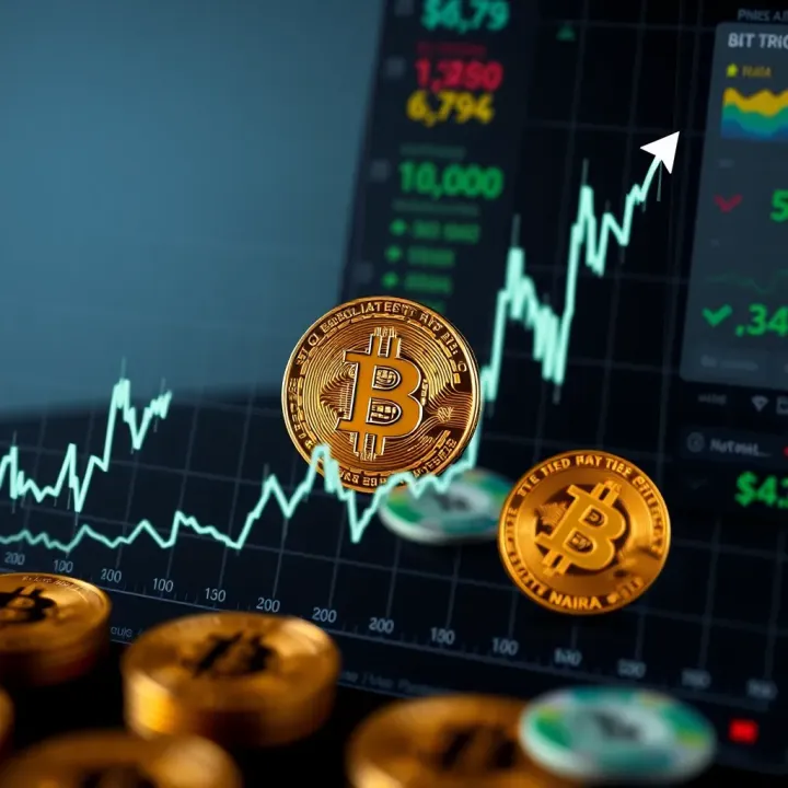 Graph showing Bitcoin price fluctuations with Nigerian Naira symbols