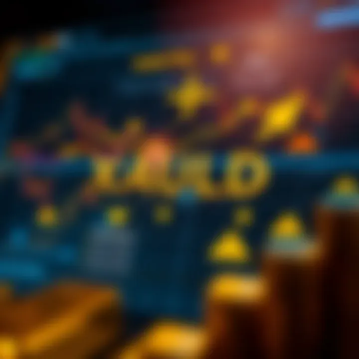 Conceptual graphic illustrating factors influencing gold prices including market risks and economic indicators