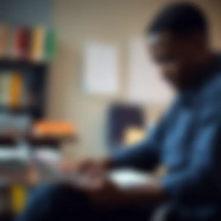 Nigerian student working on a laptop with notes and smartphone nearby