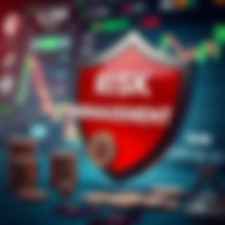 Conceptual illustration of risk management with shield and currency symbols