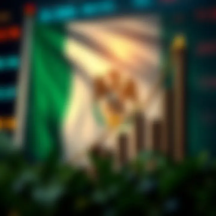 Chart showing upward financial growth with Nigerian flag colors in the background