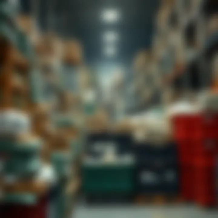 Supply Chain Operations in Nigerian Commercial Centers Stacks of goods and supply crates arranged in a market warehouse illustrating supply chain logistics in Nigerian trade hubs