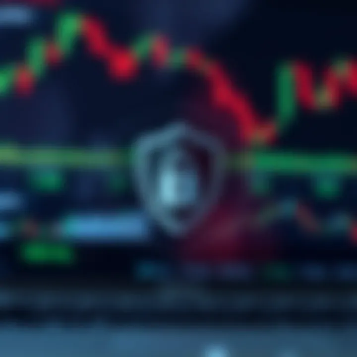 Graphic representation of security features with a shield and lock icons symbolizing secure online trading
