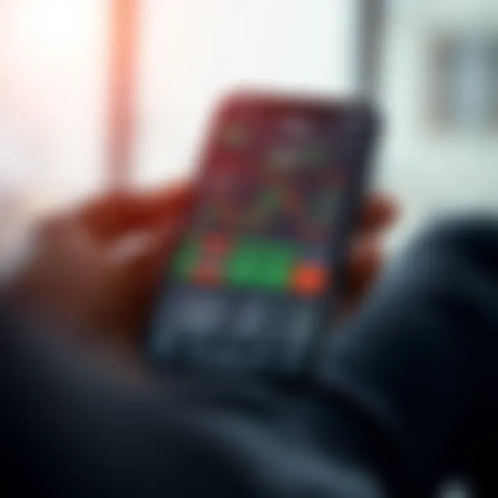 Forex Trading Charts on Mobile Device for Nigerian Traders Mobile phone displaying forex trading charts with Nigerian currency symbols
