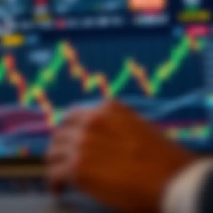 Graph showing forex trading currency pairs and market trends on a digital platform