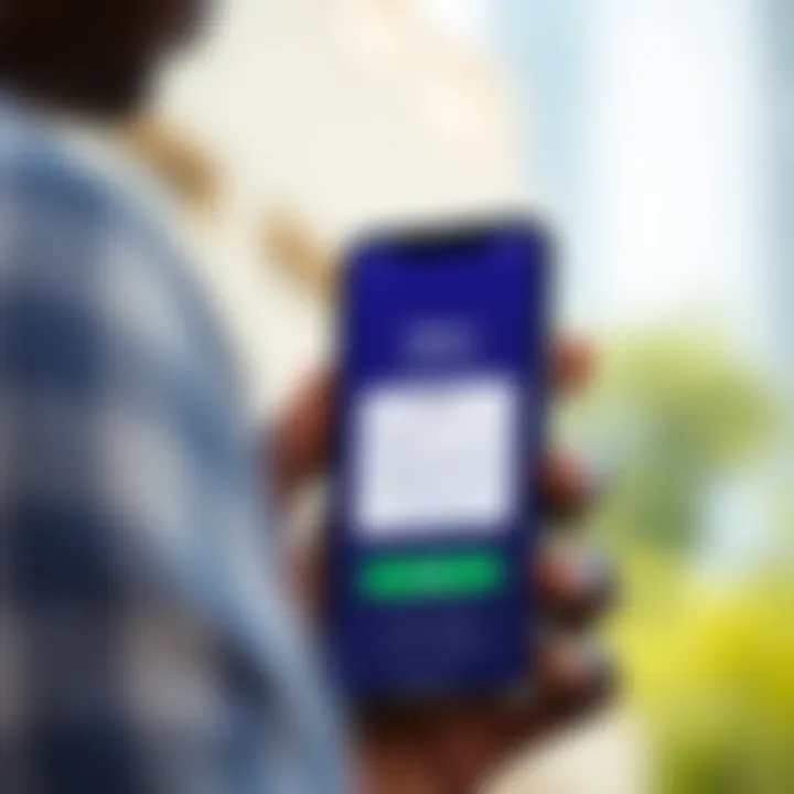 Accessing Deriv Account on Mobile Device Mobile phone displaying Deriv app login screen with secure access prompts