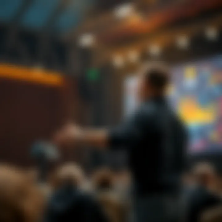 Ivan on Tech delivering a blockchain and cryptocurrency lecture on a digital stage