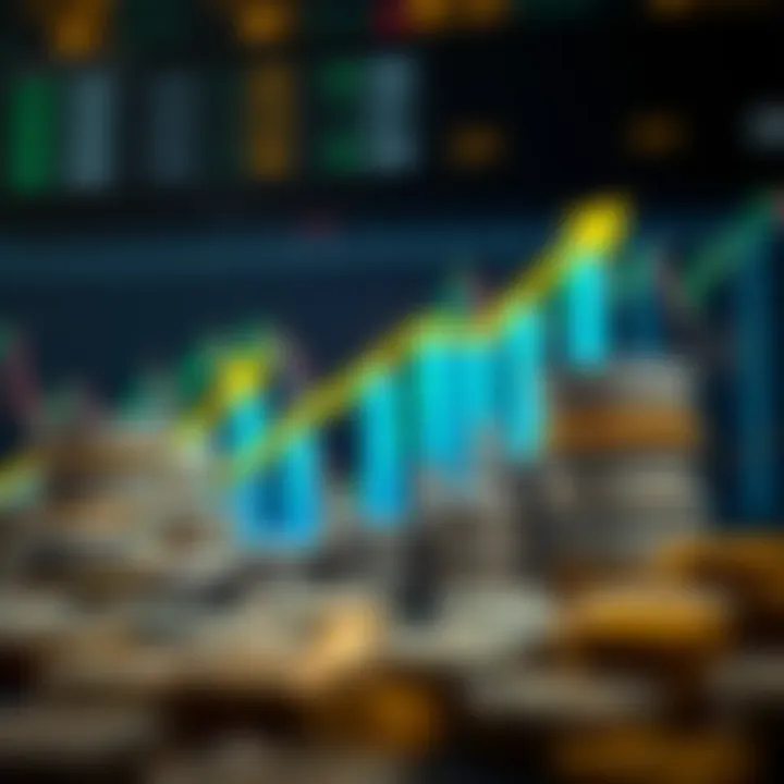 Illustration of financial growth with currency stacks and upward arrows