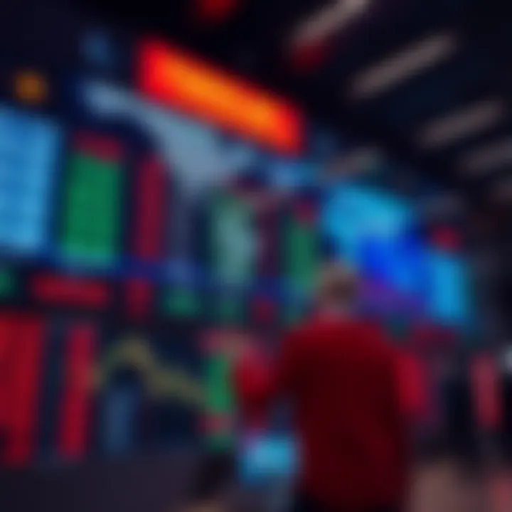 Illustration of global currency exchange rates displayed on digital screens