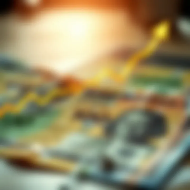 Financial graph showing upward market trends overlaid on Nigerian currency notes