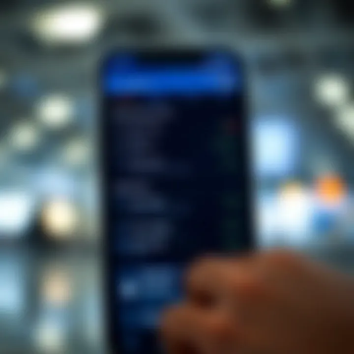 User interface showing security features and authentication options on a mobile trading platform