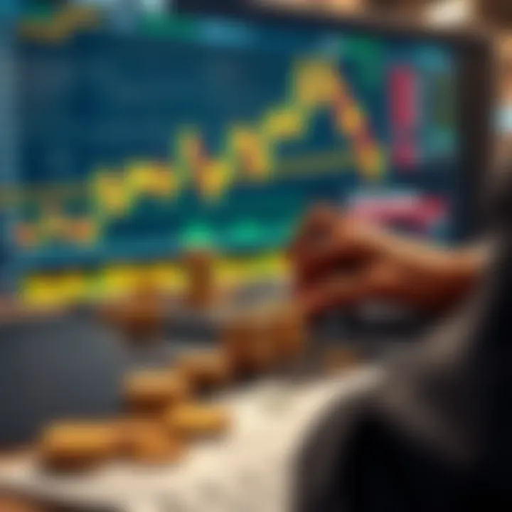 Visual representation of forex strategies with charts, data analysis, and currency exchange elements