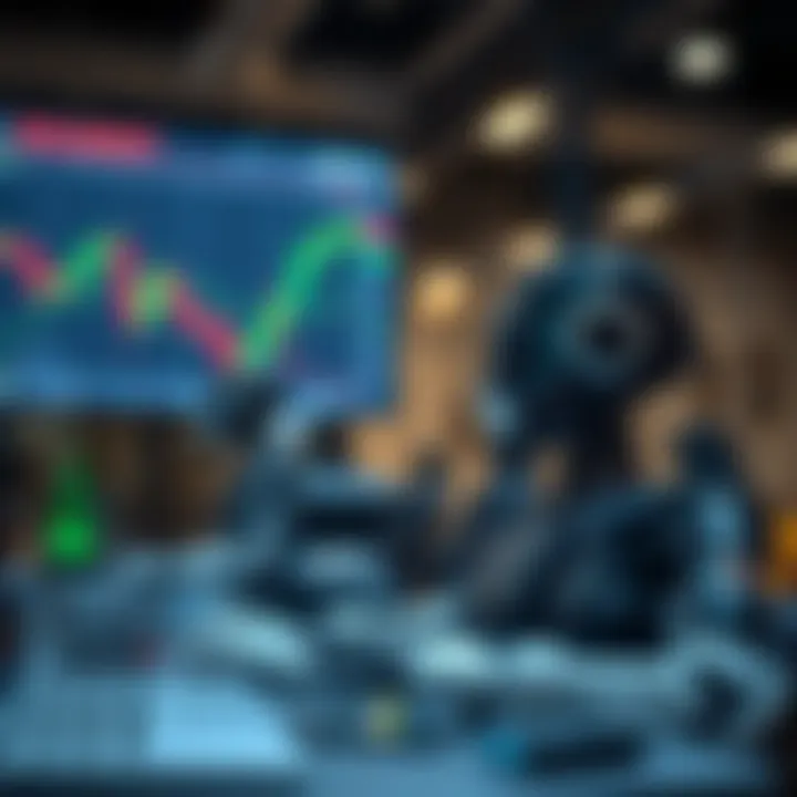 Illustration of Nigerian market with digital trading tools and automated trading signals