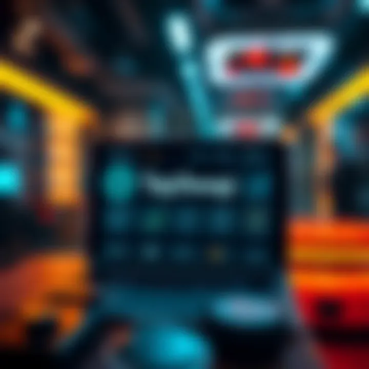 Digital illustration of a futuristic user interface highlighting TapSwap platform features