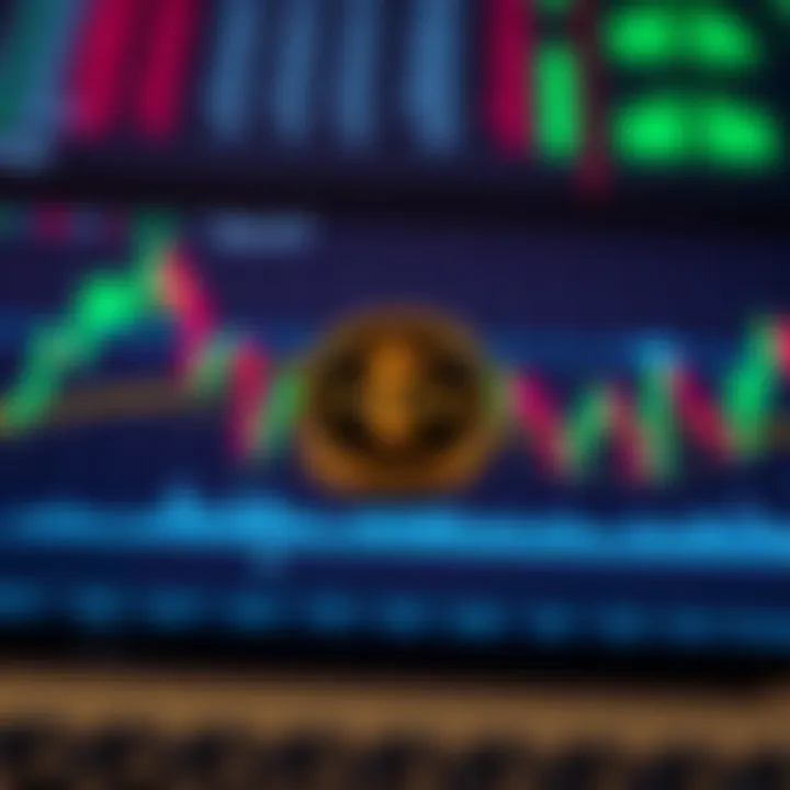 Illustration of a digital trading platform showing Tapswap token launch on a virtual stock chart