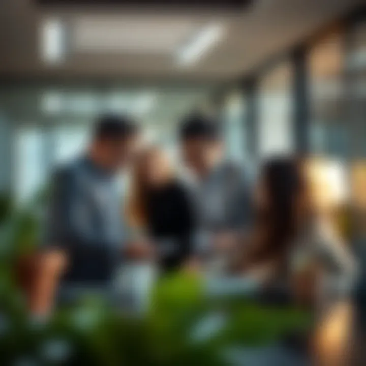 Modern office environment showcasing teamwork and strategic planning