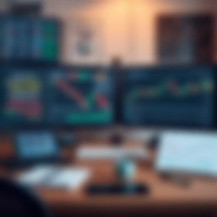Creative workspace featuring trading tools, charts, and inspirational quotes highlighting female empowerment in the forex industry