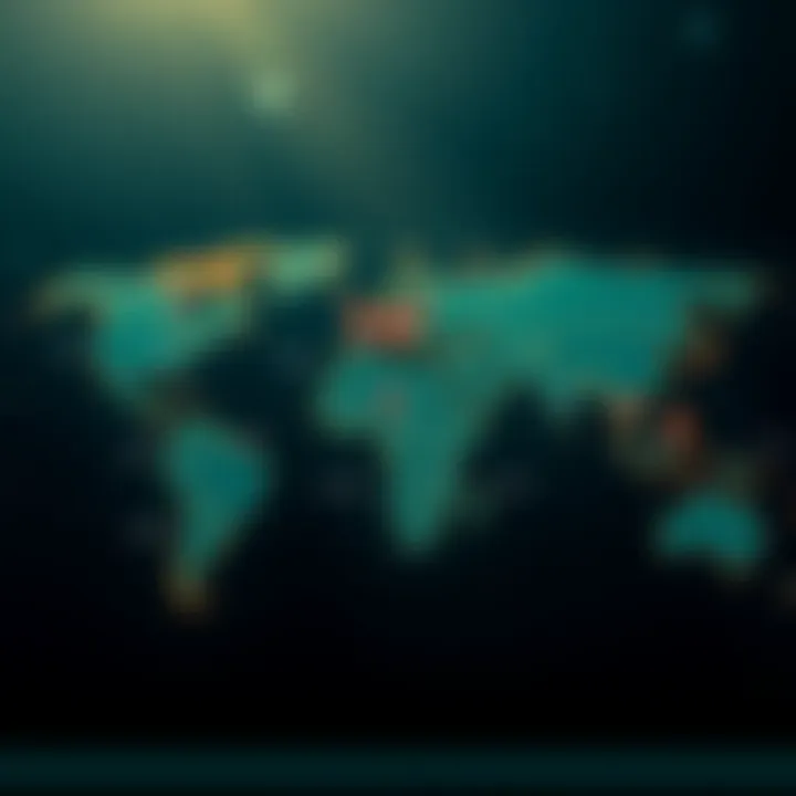 Global map highlighting prominent forex broker headquarters across different continents