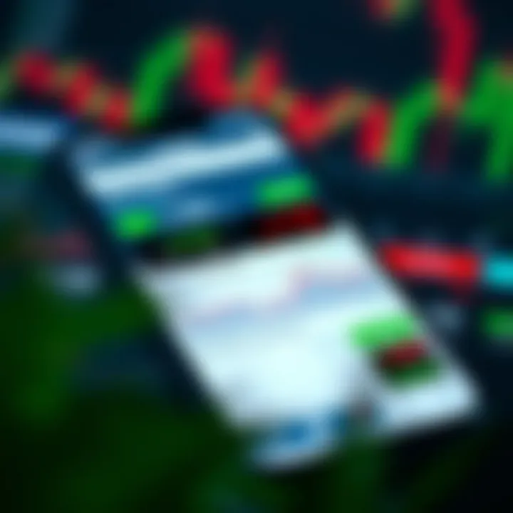 Screenshot of a mobile trading app interface displaying stock prices and portfolio summary