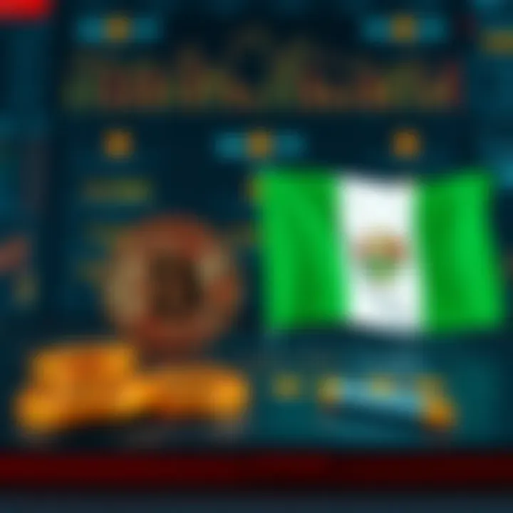 Visual representation of secure online cryptocurrency exchange platform with Bitcoin and Nigerian flag icons