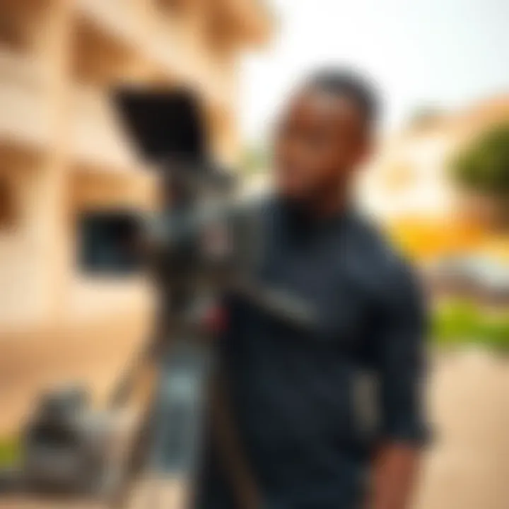 Uche Paragon on set directing a creative production in Nigeria