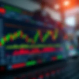 Illustration showing a digital trading platform interface with charts and asset options