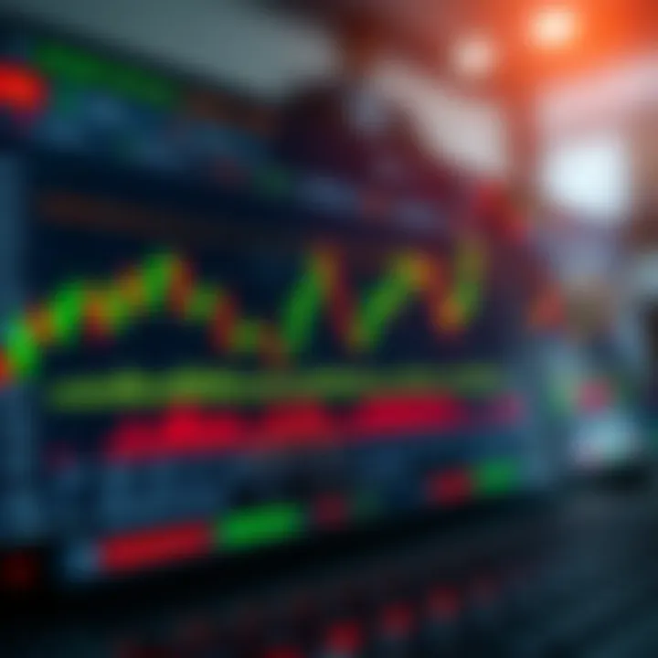 Illustration showing a digital trading platform interface with charts and asset options