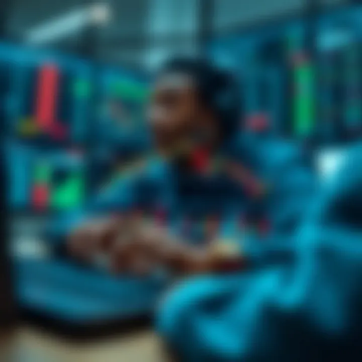 Conceptual illustration of risk management strategies in online trading with graphical elements