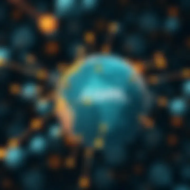 Illustration of a globe with interconnected nodes representing domain registration and internet connectivity