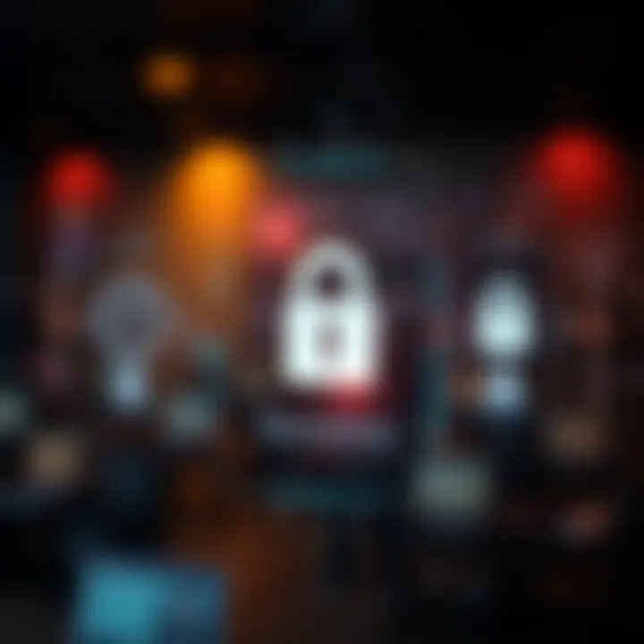 Secure login screen with digital security icons representing protection of user data on trade apps