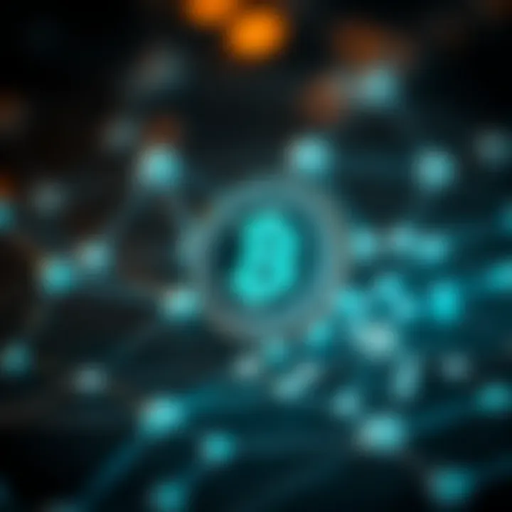 Digital representation of USDT token connected to blockchain nodes illustrating stablecoin concept