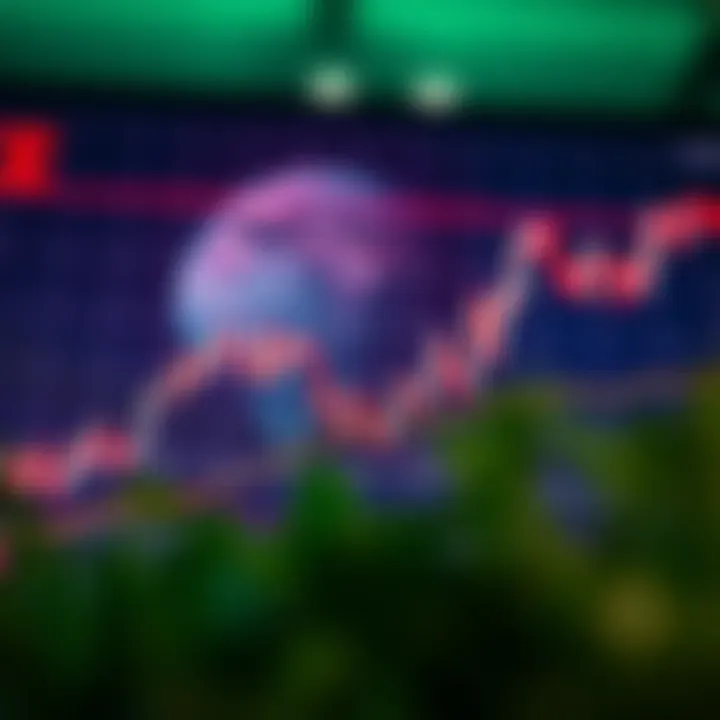 Graph showing market volatility fluctuations with rising and falling price lines