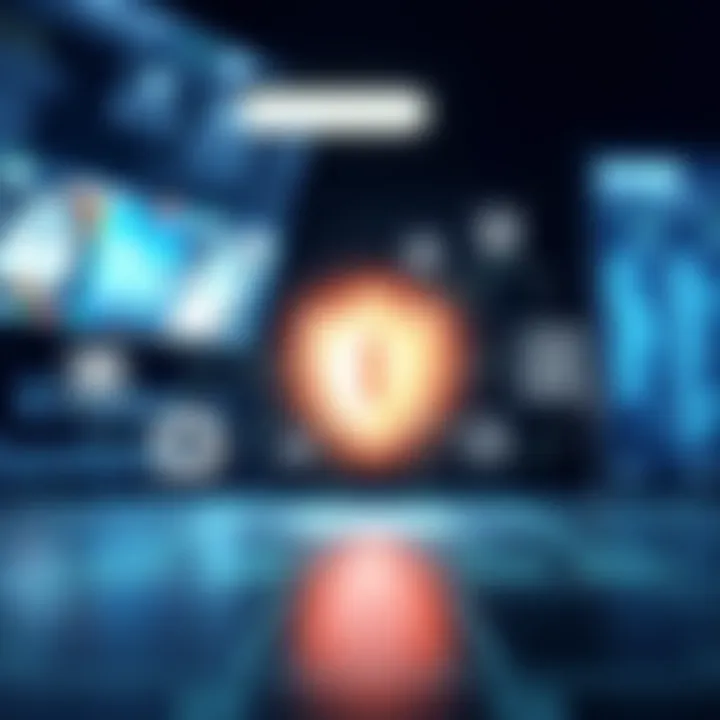 Illustration of secure digital wallet with security icons representing encryption and safe transactions