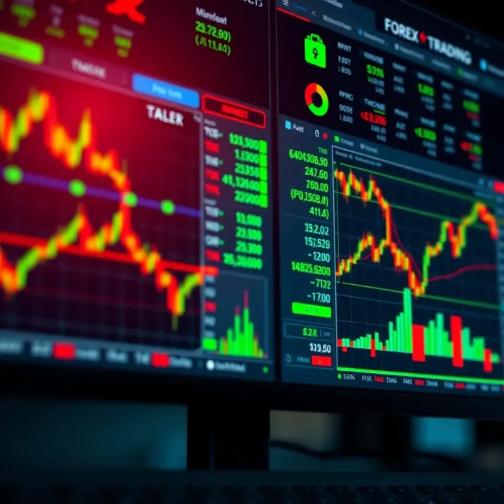 Illustration showing a digital trading platform with various currency charts and graphs, emphasizing forex trading activity in Nigeria