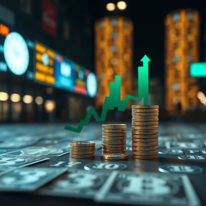 Illustration showing the concept of financial leverage with a small investment growing through strategic trading