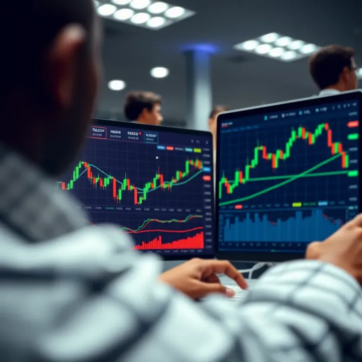 User interface of a secure and user-friendly online trading platform with charts and market data