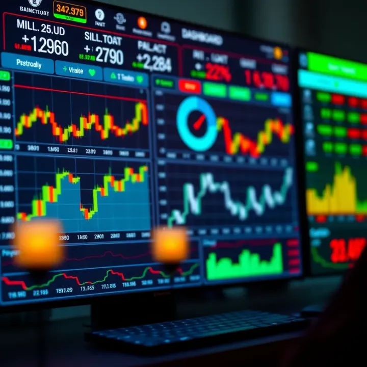 Digital interface showing real-time copy trading activity and portfolio performance