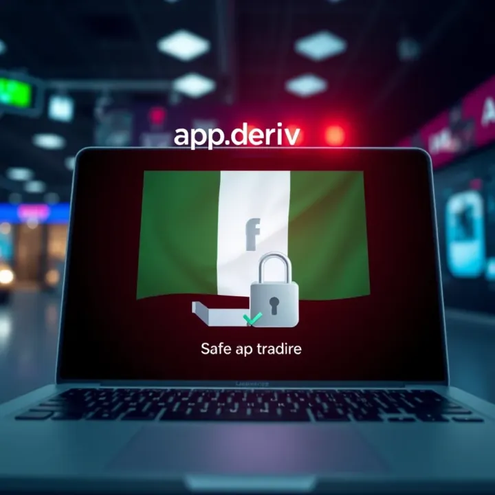 Secure login screen of app.deriv with Nigerian flag symbolizing safe access for Nigerian traders