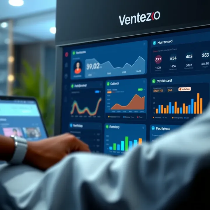 Dashboard view illustrating key features and account management options on Ventezo