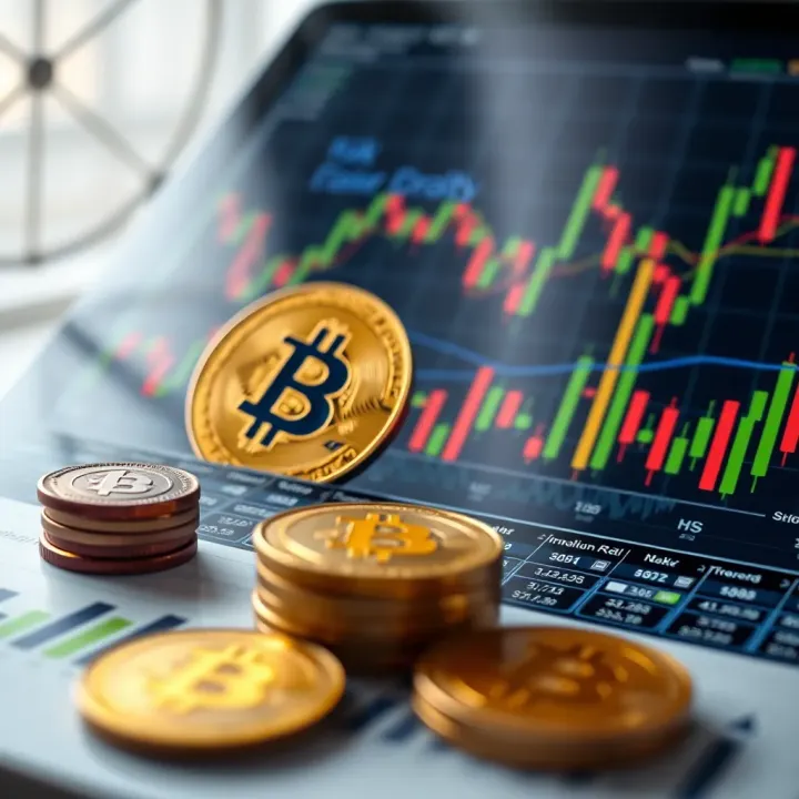 Illustration of cryptocurrency market analysis with charts and risk factors