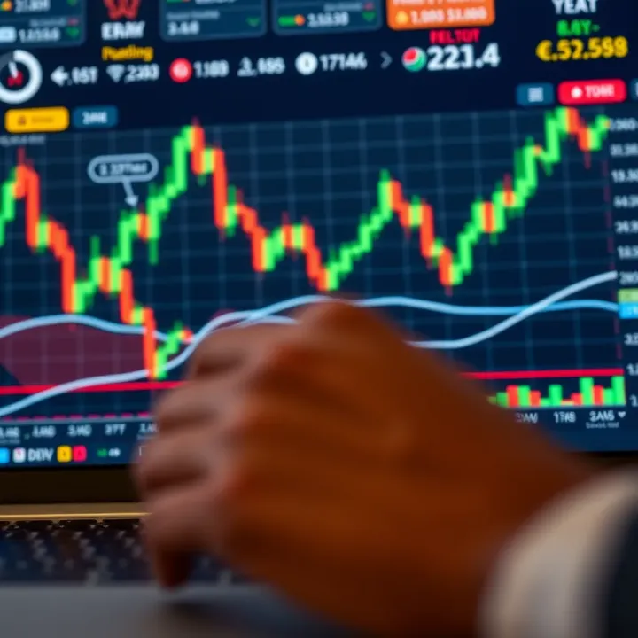 Graph showing forex trading currency pairs and market trends on a digital platform