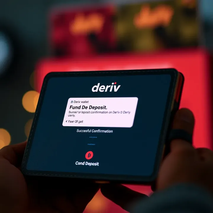 Secure digital wallet displaying a successful deposit confirmation on Deriv platform