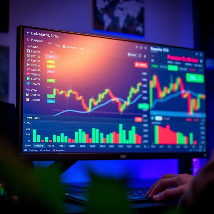Overview of Deriv Trading Platform Features for Nigerian Traders Digital interface showing various trading assets and charts on a computer screen