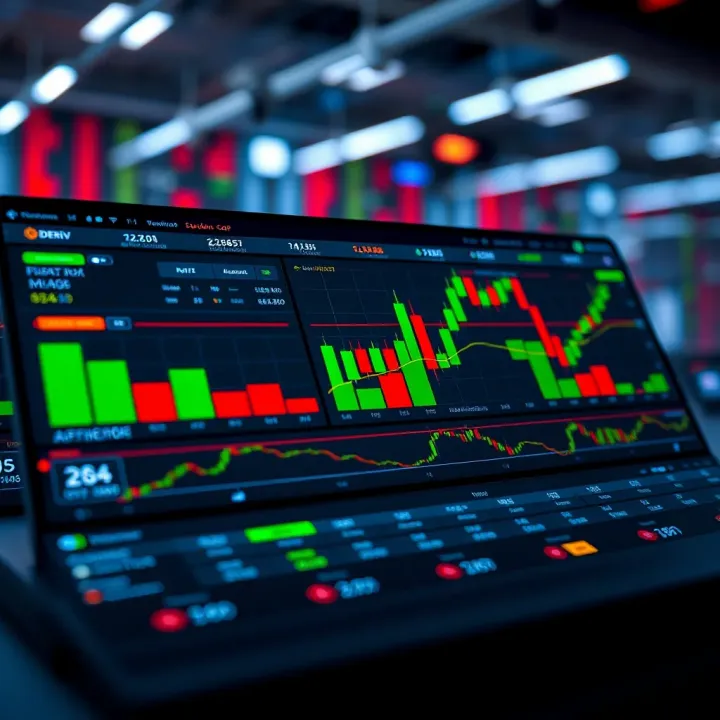 Deriv trading platform interface displaying live market charts and trading options