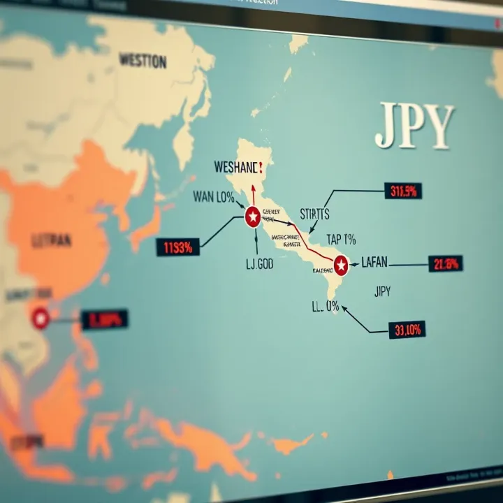World map highlighting geopolitical events impacting USD and JPY currency movements
