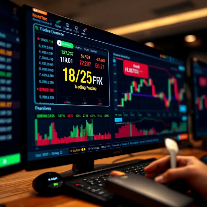 Screenshot of HotForex trading platform showing various currency pairs and market trends