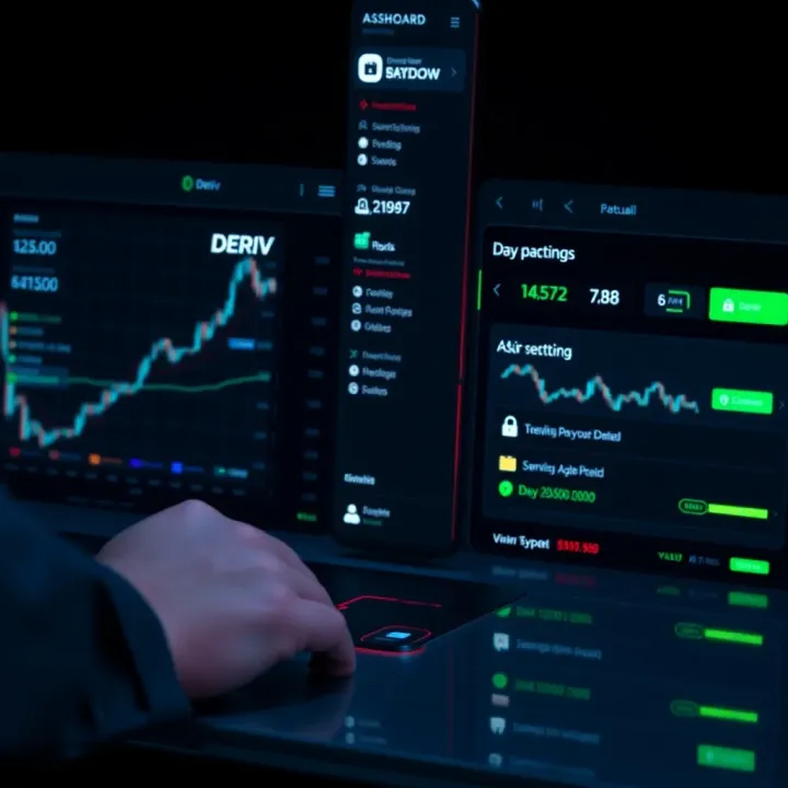 Overview of Deriv Account Dashboard Dashboard of a Deriv account displaying trading options and security settings