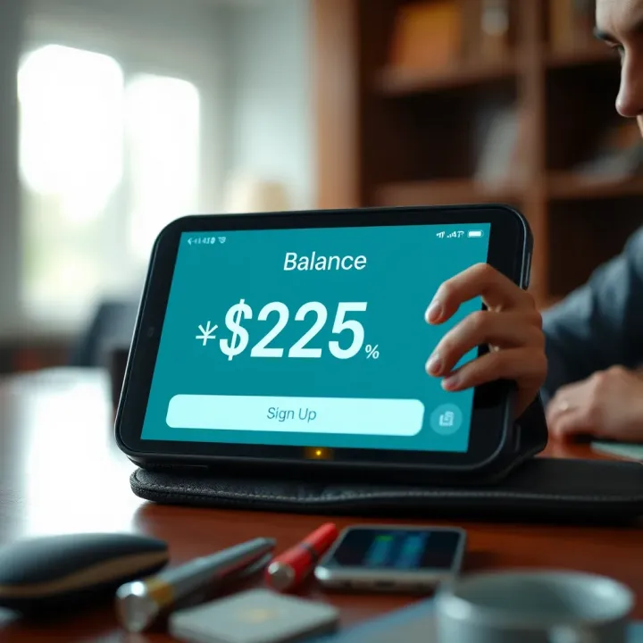 Digital Wallet Showing Enhanced Balance from Sign-Up Bonus A digital wallet displaying a boost in balance after claiming a sign-up bonus