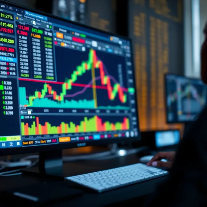 A computer screen showing risk management tools and financial analysis for forex trading